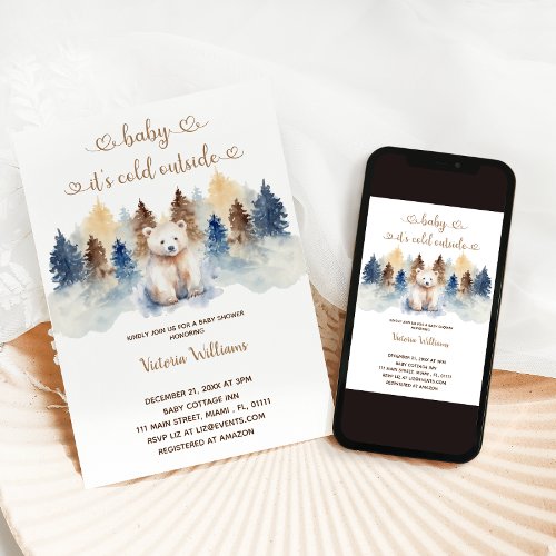 Baby ITs cold Bear Baby Shower   Invitation