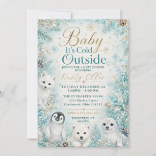 Baby It’s Cold Outside Arctic Animals Baby Shower Invitation