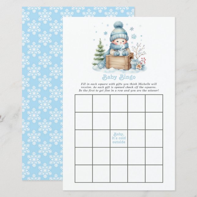"Baby It’s Cold Outside!" Baby Shower Bingo Game (Front/Back)