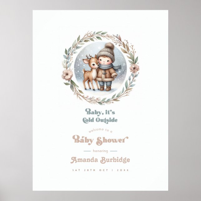 "Baby It’s Cold Outside!" Baby Shower Welcome Poster (Front)