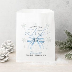 Baby It’s Cold Outside Blue Bow Winter Baby Shower Favor Bag