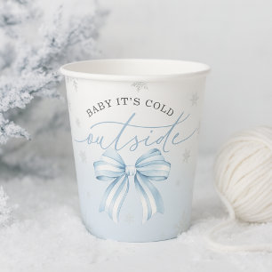 Baby It’s Cold Outside Blue Bow Winter Baby Shower Paper Cups