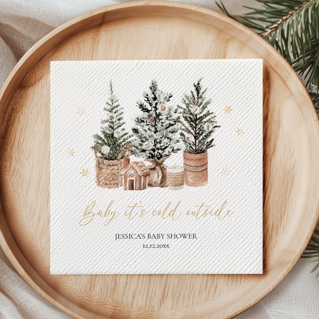 Baby It’s Cold Outside Christmas Trees Baby Shower Napkins (Creator Uploaded)
