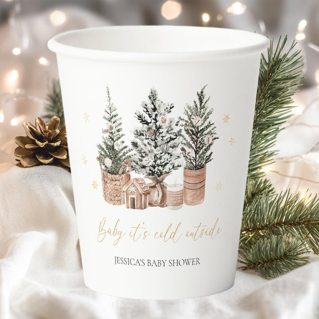 Baby It’s Cold Outside Christmas Trees Baby Shower Paper Cups (Creator Uploaded)