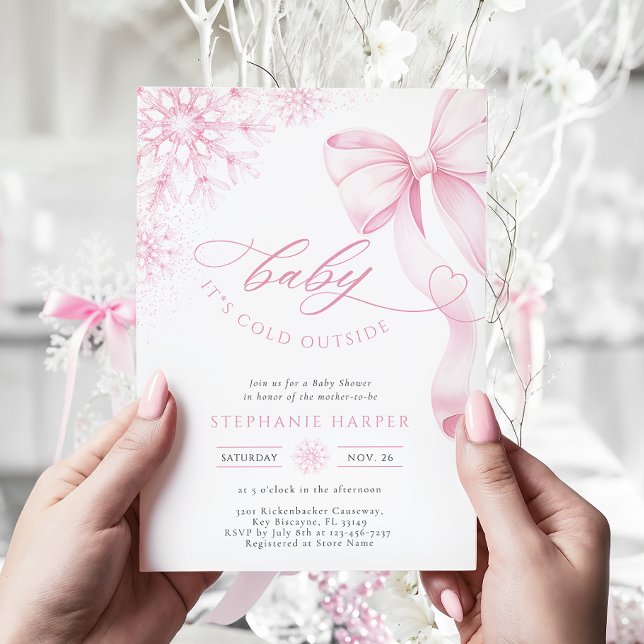 Baby It’s Cold Outside Pink Baby Shower Invitation (Creator Uploaded)