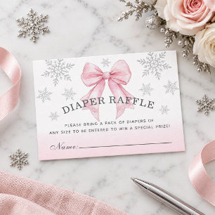 Baby It’s Cold Outside Pink Bow Diaper Raffle Business Card
