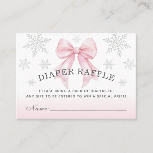 Baby It’s Cold Outside Pink Bow Diaper Raffle Business Card