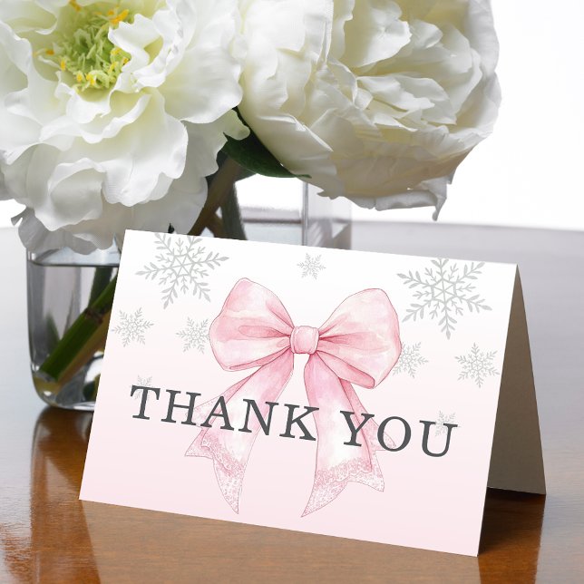 Baby It’s Cold Outside Pink Bow Letterpress Thank You Card (Baby It’s Cold Outside Pink Bow Thank You Card)