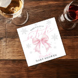 Baby It’s Cold Outside Pink Bow Winter Baby Shower Napkins