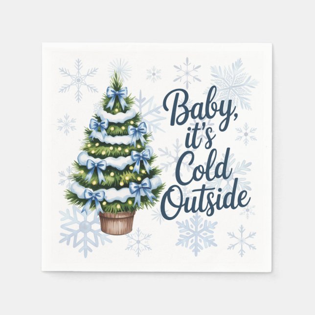 Baby, It’s Cold Outside Winter Boy Baby Shower Napkins (Front)