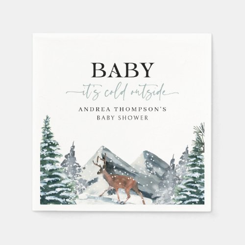 Baby Its Cold Outside Winter Forest Baby Shower Napkins
