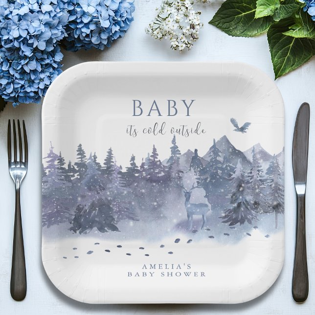 Baby It’s Cold Outside Winter Forest Baby Shower  Paper Plates (Creator Uploaded)