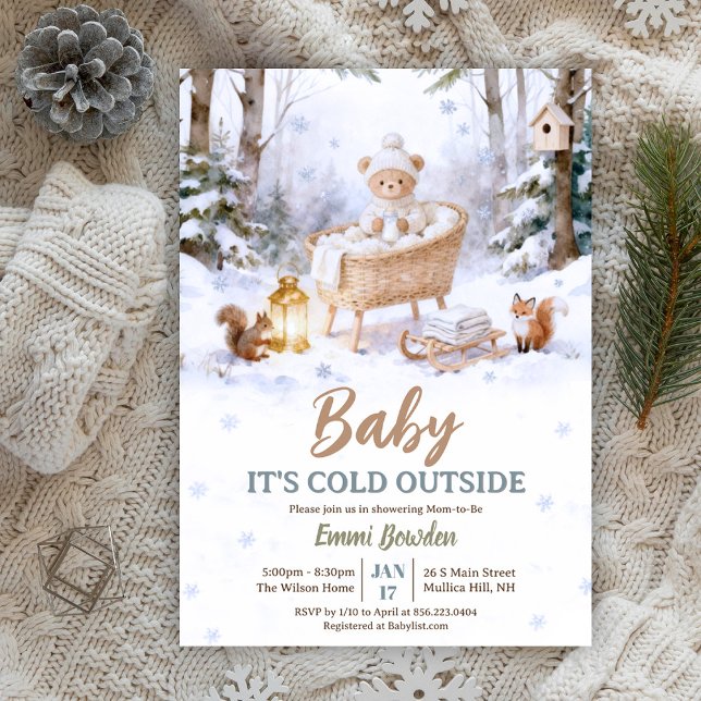 Baby It’s Cold Outside Winter Woodland Baby Shower Invitation (Creator Uploaded)