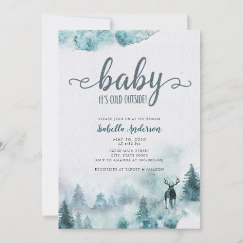Baby Itâs Cold Outside Winter Woodland Baby Shower Invitation