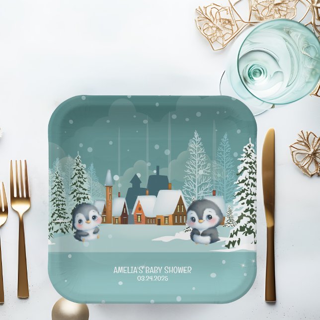 Baby It’s Cold Outside Winter Woodland Baby Shower Paper Plates (Creator Uploaded)