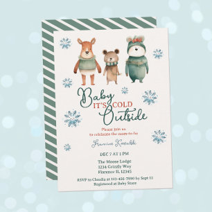 Baby It’s Cold Outside Woodland Animal Shower Invitation
