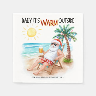 Baby It’s Warm Outside Tropical Christmas Santa Napkins