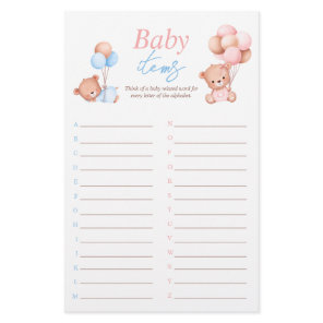 Baby Items Boy Girl Twins Baby Shower Game Flyer