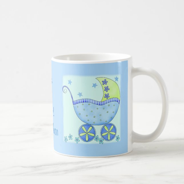 Baby "Its A Boy" Name Personalized Blue Coffee Mug (Right)