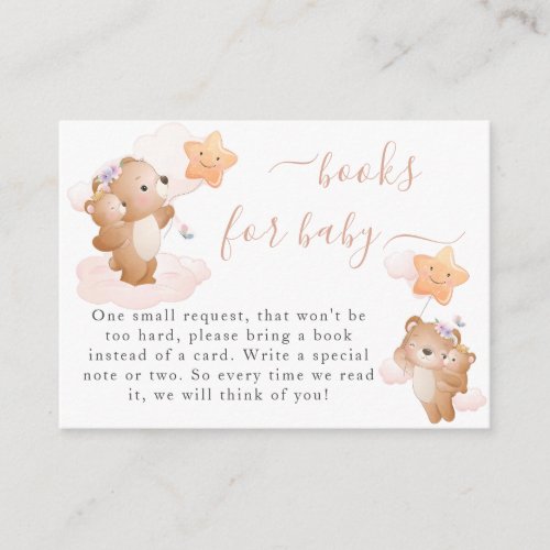 Baby Its A Girl Little Bear Baby Shower Books Enclosure Card