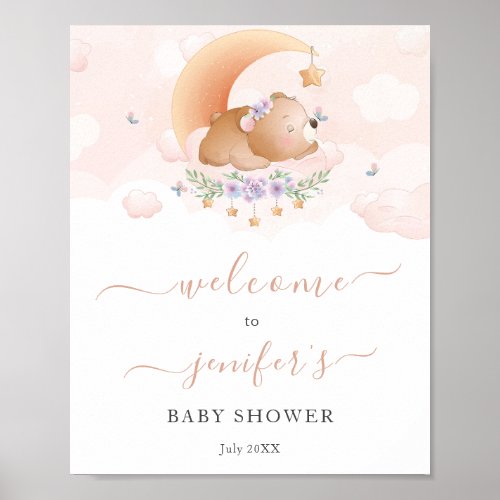 Baby Its A Girl Little Bear Baby Shower Welcome Poster