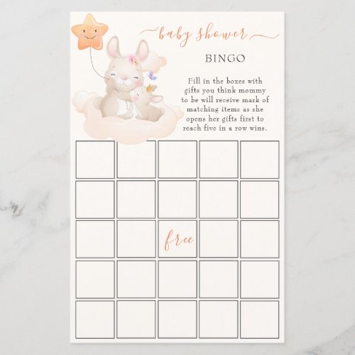 Baby Its A Girl Little Bunny Baby Shower Bingo