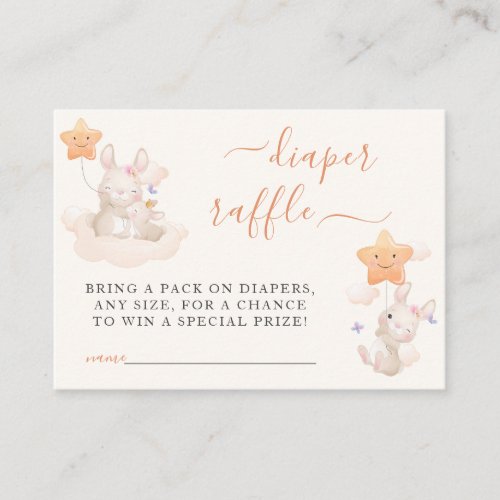 Baby Its A Girl Little Bunny Baby Shower Diaper Enclosure Card