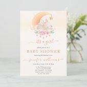 Baby It's A Girl Little Bunny Baby Shower Invitation (Standing Front)