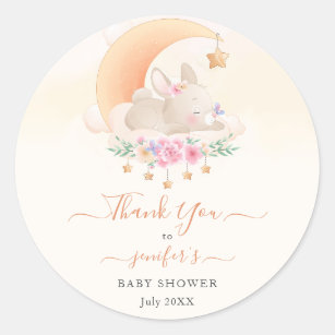 Baby Its A Girl Little Bunny Baby Shower Thank You Classic Round Sticker