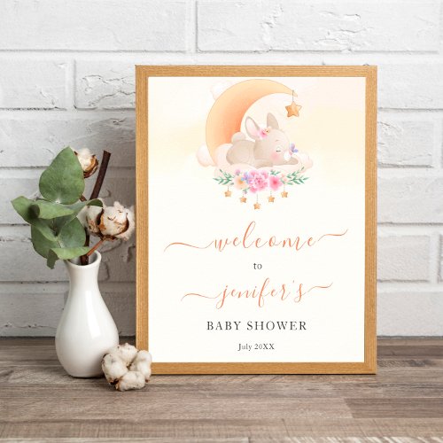 Baby Its A Girl Little Bunny Baby Shower Welcome Poster