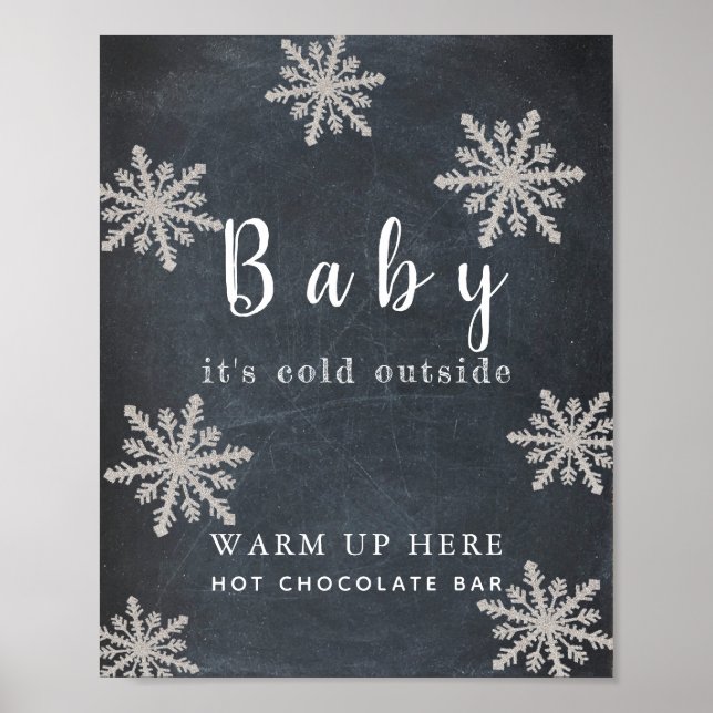 Baby It's Cold Chalkboard Hot Chocolate Bar Sign (Front)