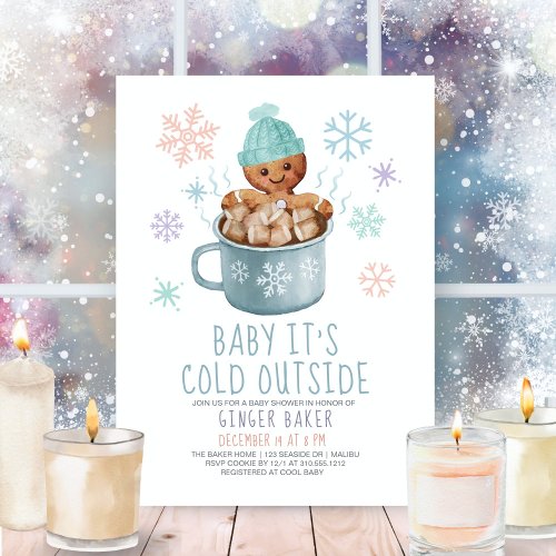 Baby Its Cold Cookies  Cocoa Boy Baby Shower  Invitation