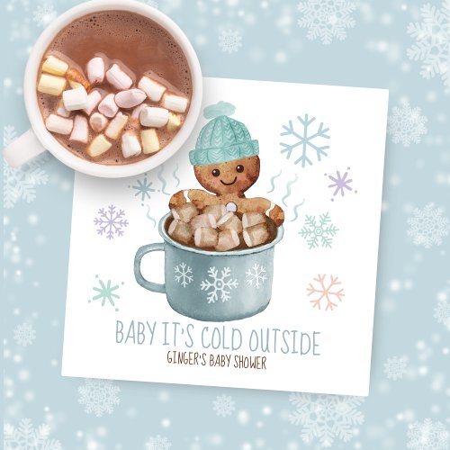 Baby Its Cold Cookies  Cocoa Boy Baby Shower   Napkins