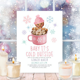 Baby It's Cold Cookies & Cocoa Girl Baby Shower Invitation
