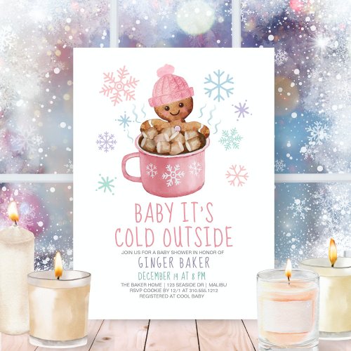 Baby Its Cold Cookies  Cocoa Girl Baby Shower Invitation