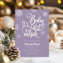 Baby it's Cold Out Purple Snowflake Baby Shower Invitation