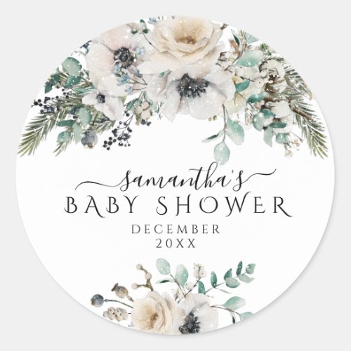 Baby its cold outcide Modern Winter Baby Shower Classic Round Sticker