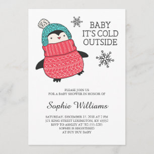Baby It's Cold Outisde Winter Baby Shower Invitation