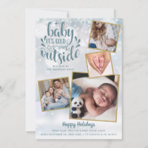 Baby It's Cold Outside 4 Photo Boy Holiday Birth Announcement