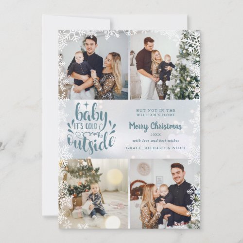 Baby Its Cold Outside 4 Photo Snow Christmas Holiday Card