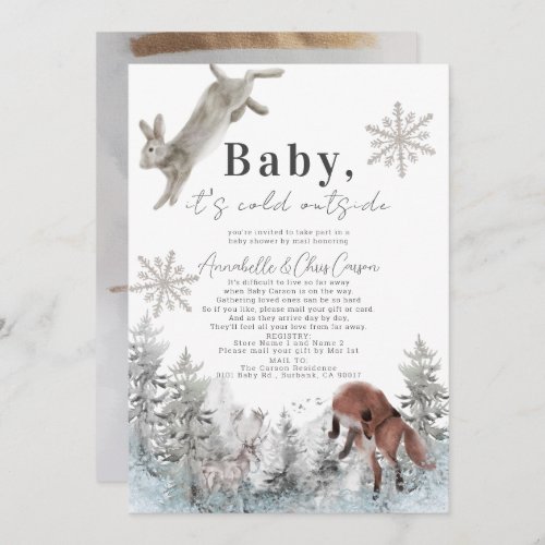 Baby Its Cold Outside Animals Baby Shower by Mail Invitation