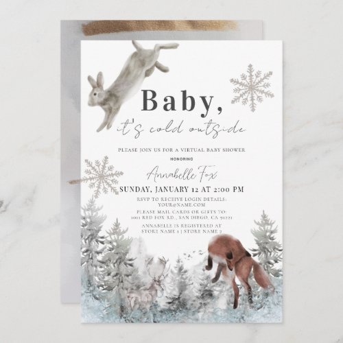 Baby Its Cold Outside Animals Virtual Baby Shower Invitation