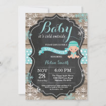 Baby its Cold Outside Aqua Baby Shower Invitation