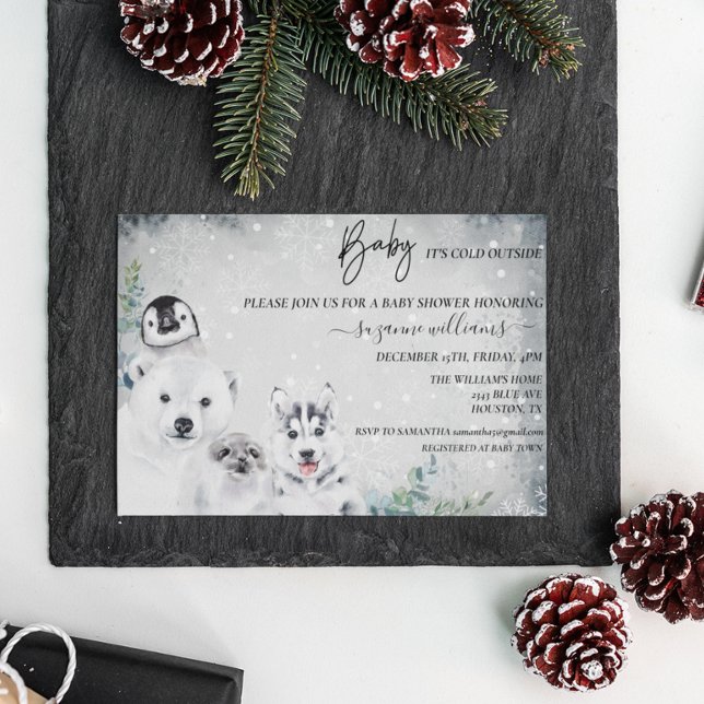 Baby It's Cold Outside Arctic Animal Shower Winter Invitation (Creator Uploaded)