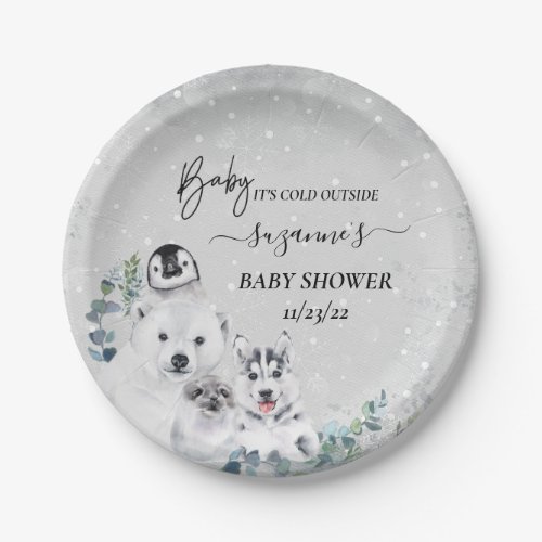 Baby Its Cold Outside Arctic Animal Shower Winter Paper Plates