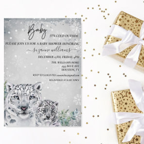Baby It's Cold Outside Arctic Animal Snow Leopard  Invitation