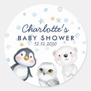 Baby Its Cold Outside Arctic Animals Baby Shower Classic Round Sticker