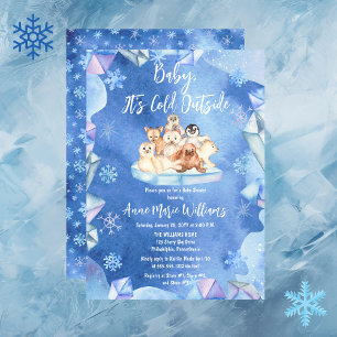 Baby It's Cold Outside Arctic Animals Baby Shower  Invitation