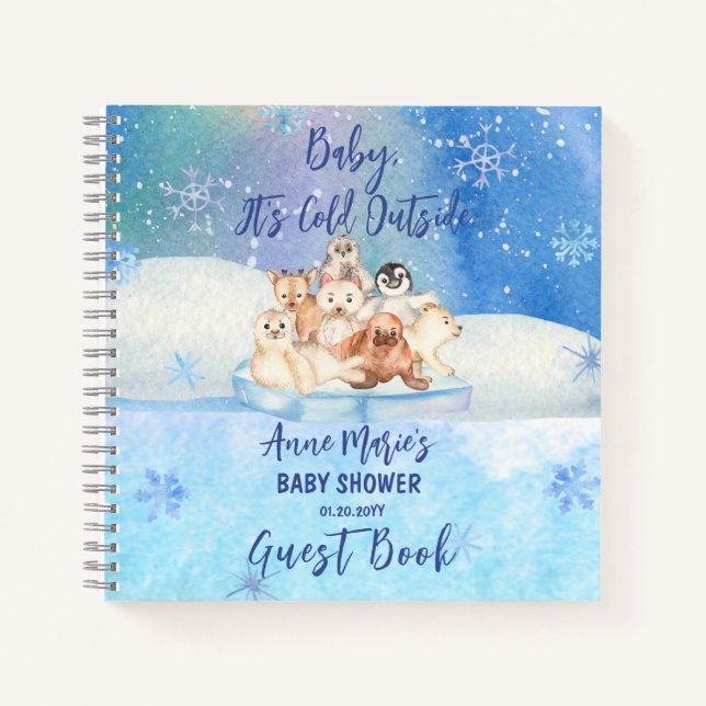 Baby It's Cold Outside Arctic Animals Baby Shower  Notebook (Front)