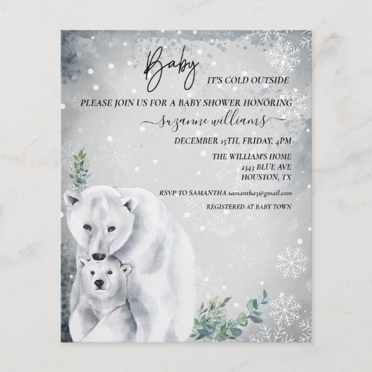 Baby It's Cold Outside Arctic Polar Bear Budget (Front)